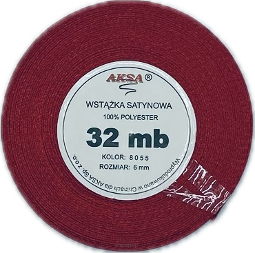 Wstążka satynowa 6mm CZERWONA 8055
