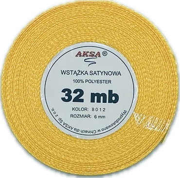 Wstążka satynowa 6mm ŻÓŁTA 8012
