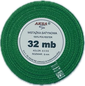 Wstążka satynowa 6mm ZIELONA 8086